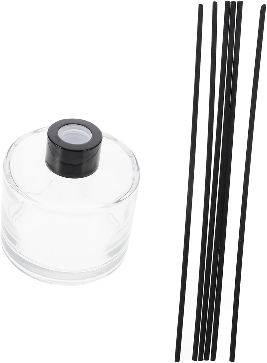 1set Exquisite Glass Aromatherapy Bottle Black Lid and Black Rattan Sticks Versatile Aroma Container for Home Decor Weddings and Spa