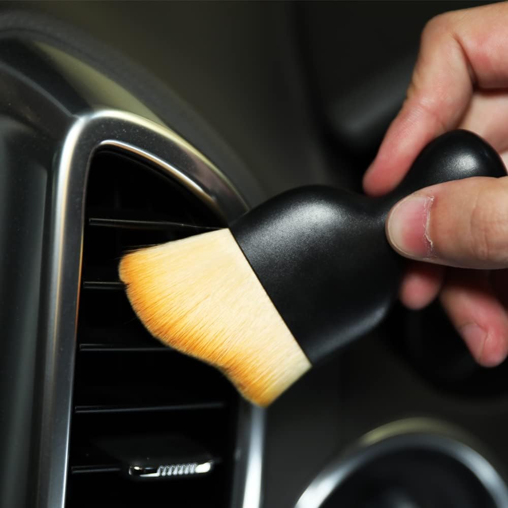 Car Interior Detailing Brush,Soft Bristle Cleaning Brush Car Detailing Brush Dusting Brush,Car Interior Cleaning Tool,Auto Detail Brush Car Dash Duster Brush (Brown)