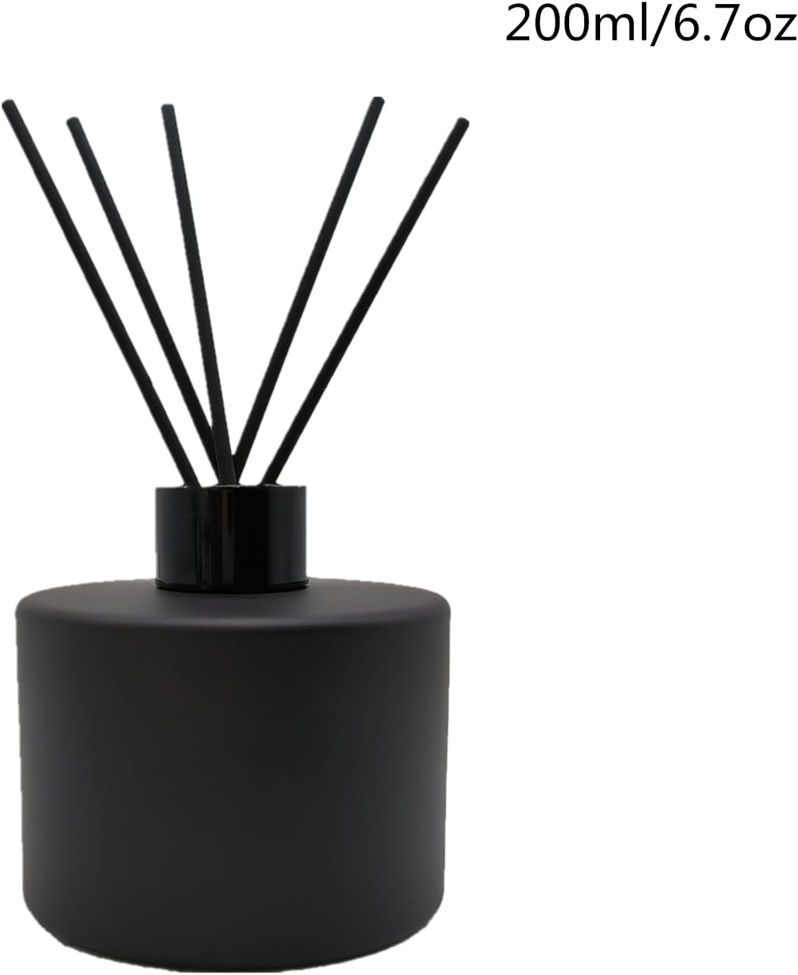 2PCS Glass Diffuser Bottles,200ml/6.7oz Essential Oil Jar,Empty Perfume Container with Black Aromatherapy Sticks Use for DIY Replacement Reed Diffuser (Round Matte Black)