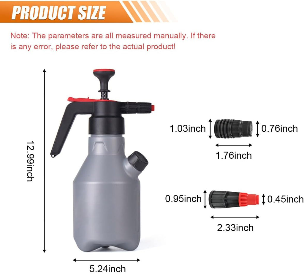 2L Car Wash Pump Foam Sprayer, 0.5 Gallon Hand Pump Sprayer, Car Wash Foam Gun, Pressure Water Soap Spray Bottle, Suitable for Car Beauty, Wheel Washing, Flower Watering, Sanitation and Cleaning