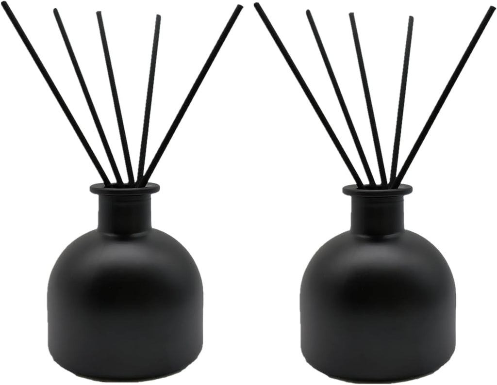 2PCS Perfume Reed Diffuser Bottle,Empty Glass Container 100ml Fragrance Accessories use with Black Sticks for DIY Replacement (Matte Black)