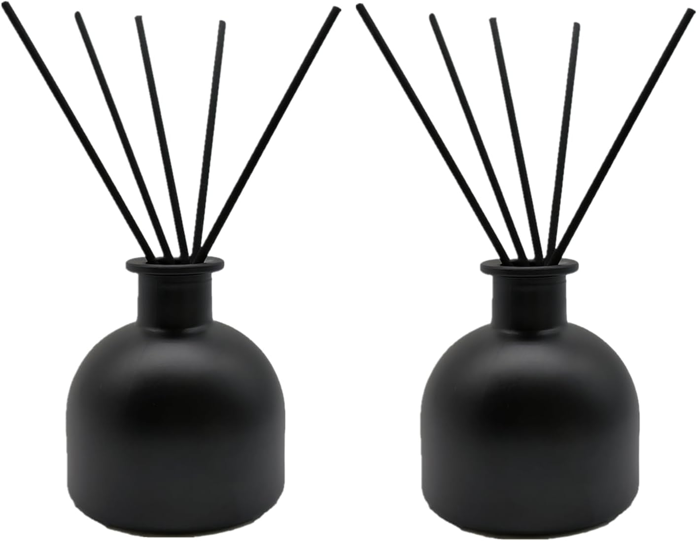 2PCS Perfume Reed Diffuser Bottle,Empty Glass Container 100ml Fragrance Accessories use with Black Sticks for DIY Replacement (Matte Black)