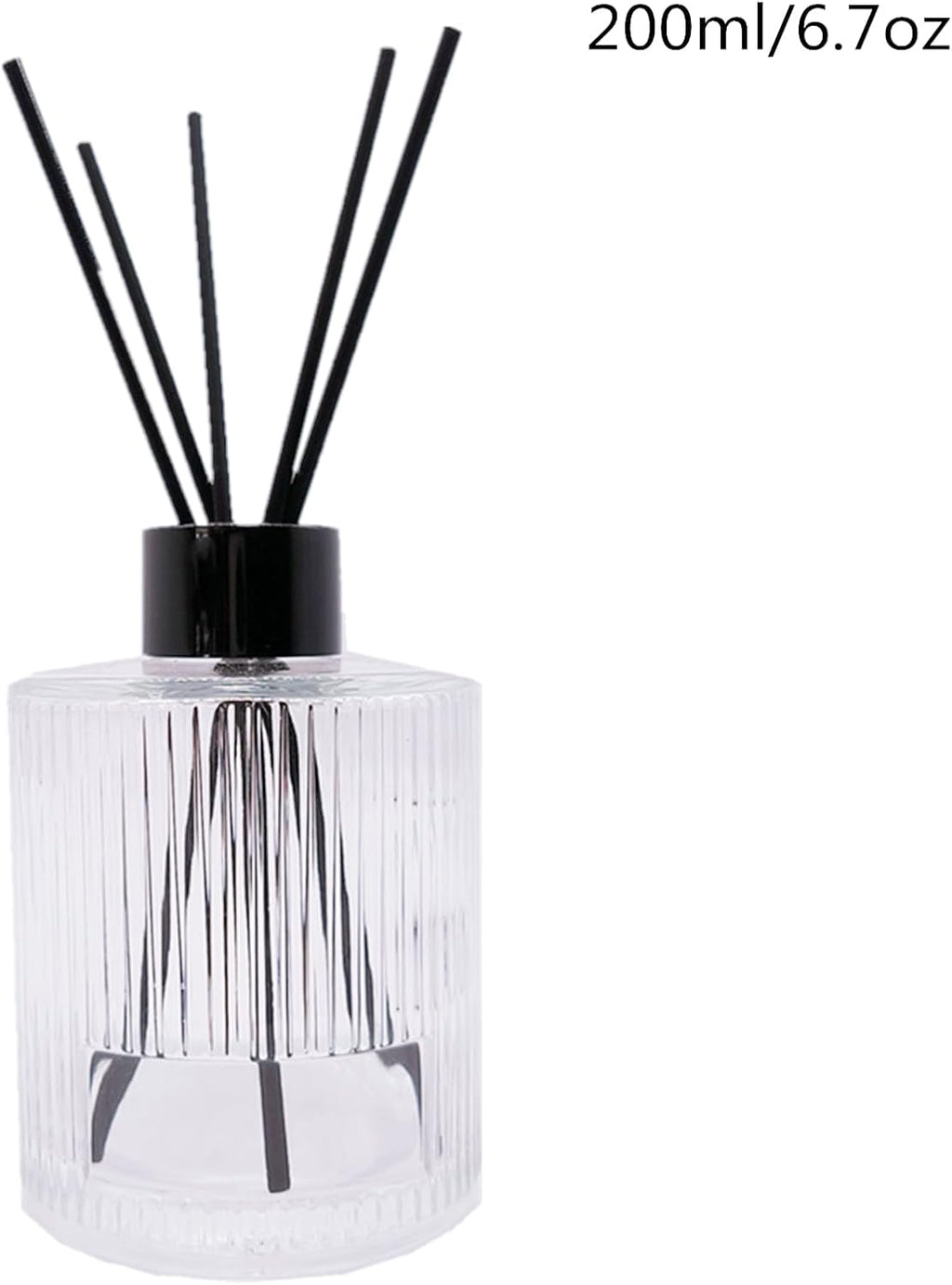 2PCS Glass Diffuser Bottles,200ml/6.7oz Essential Oil Jar,Empty Perfume Container With Black Aromatherapy Sticks Use for DIY Replacement Reed Diffuser (Round Clear)