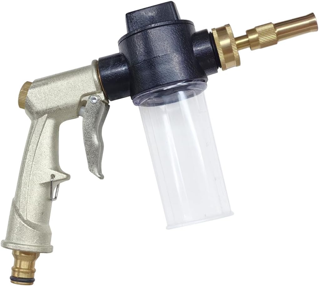 Car Wash Foam Gun Sprayer, Adjustable Metal High-Pressure Spray Hose Nozzle with 3.5oz/100cc Plastic Soap Dispenser Bottle, Fit Car Washing, Watering Plants, Floor Cleaning (Silvery)