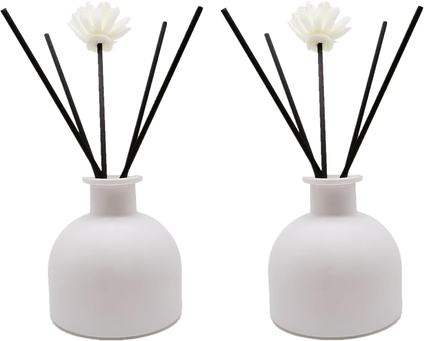 2PCS Perfume Reed Diffuser Bottle,Empty Glass Container 100ml Fragrance Accessories use with Black Sticks for DIY Replacement (Matte White)