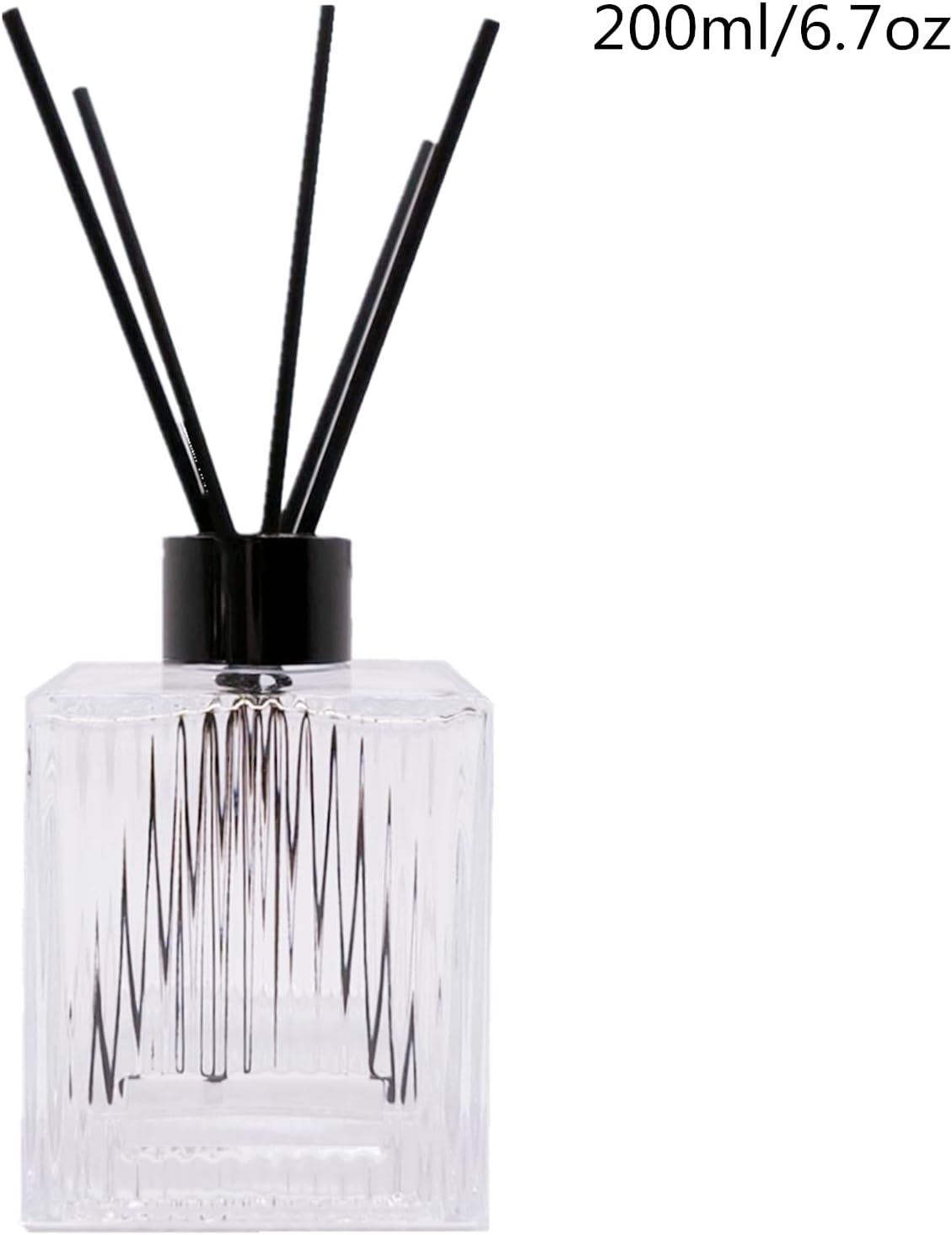 2PCS Glass Diffuser Bottles,200ml/6.7oz Essential Oil Jar,Empty Perfume Container With Black Aromatherapy Sticks Use for DIY Replacement Reed Diffuser (Square Clear)