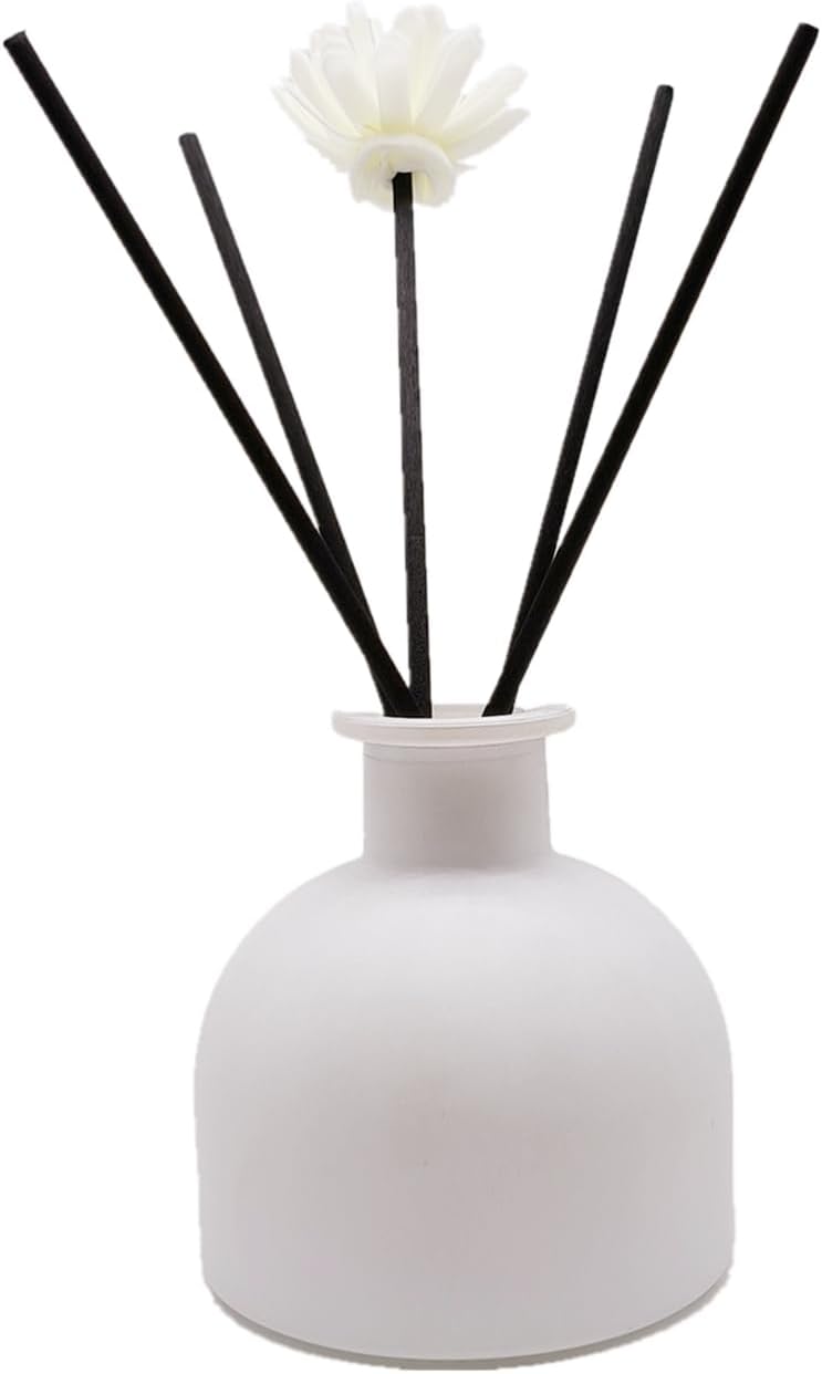 2PCS Perfume Reed Diffuser Bottle,Empty Glass Container 100ml Fragrance Accessories use with Black Sticks for DIY Replacement (Matte White)