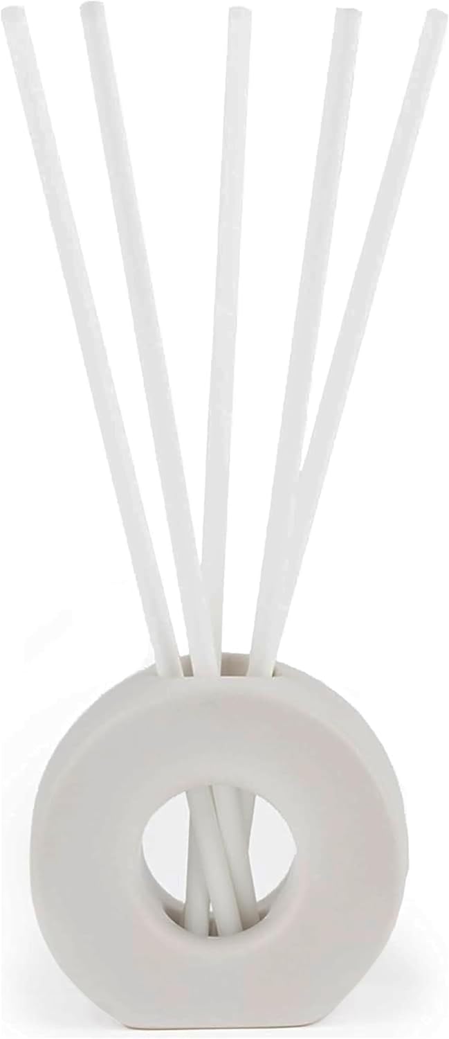 Infused Liquidless Reeds | Includes 25 Flameless Reeds and 1 Decorative Vase, White | Essential Oil Aroma Diffuser Sticks | Fresh Spa Scents | Gifting Fragrance | Dark Vanilla Pomelo