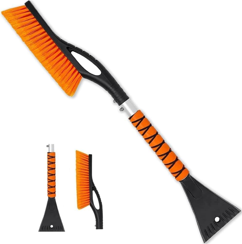 Snow Brush & Ice Scraper, Ice Scrapers for Car Windshield, Detachable Snow Removal Tool with Ergonomic Foam Grip for Cars, Suvs, Trucks, 27''