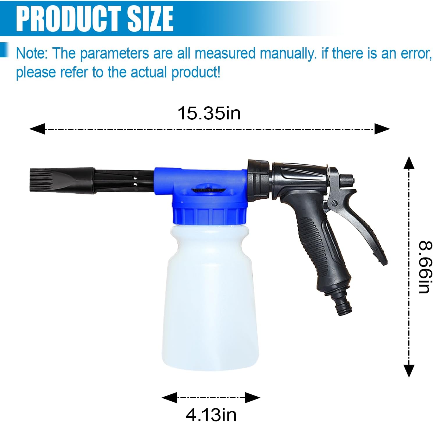 Car Wash Foam Gun, Foam Cannon for Hose, Professional Car Foam Sprayer with 6 Levels Foam Concentration, Spray Gun Cleaner, Connects to Any Garden Hose (Blue)