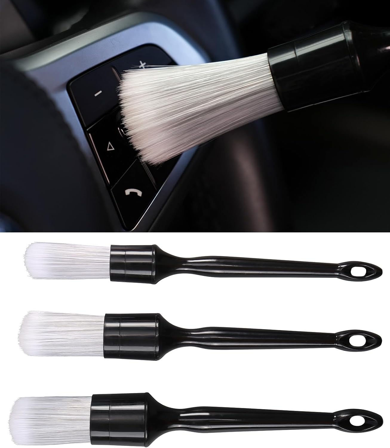 Car Exterior and Interior Detail Brushes, Scratch Free Auto Cleaning Brush Kit, Soft Synthetic Bristles Detailing Brush, Car Care Cleaner Duster Supplies Set for Vehicles Wheels, Vent