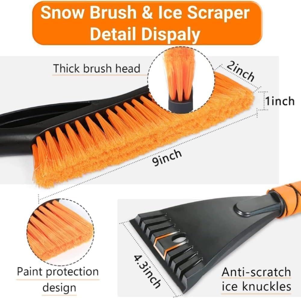 Snow Brush & Ice Scraper, Ice Scrapers for Car Windshield, Detachable Snow Removal Tool with Ergonomic Foam Grip for Cars, Suvs, Trucks, 27''
