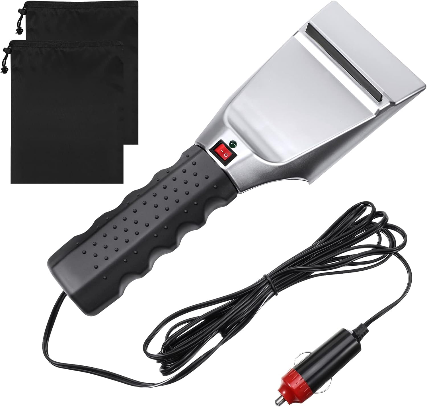 Heated Snow Ice Scraper 12V Electric Auto Windshield Ice Scrapers Electric Window with 2 Pieces Rear View Mirror Covers Side Mirror Protective Covers for Most Cars Trucks SUV