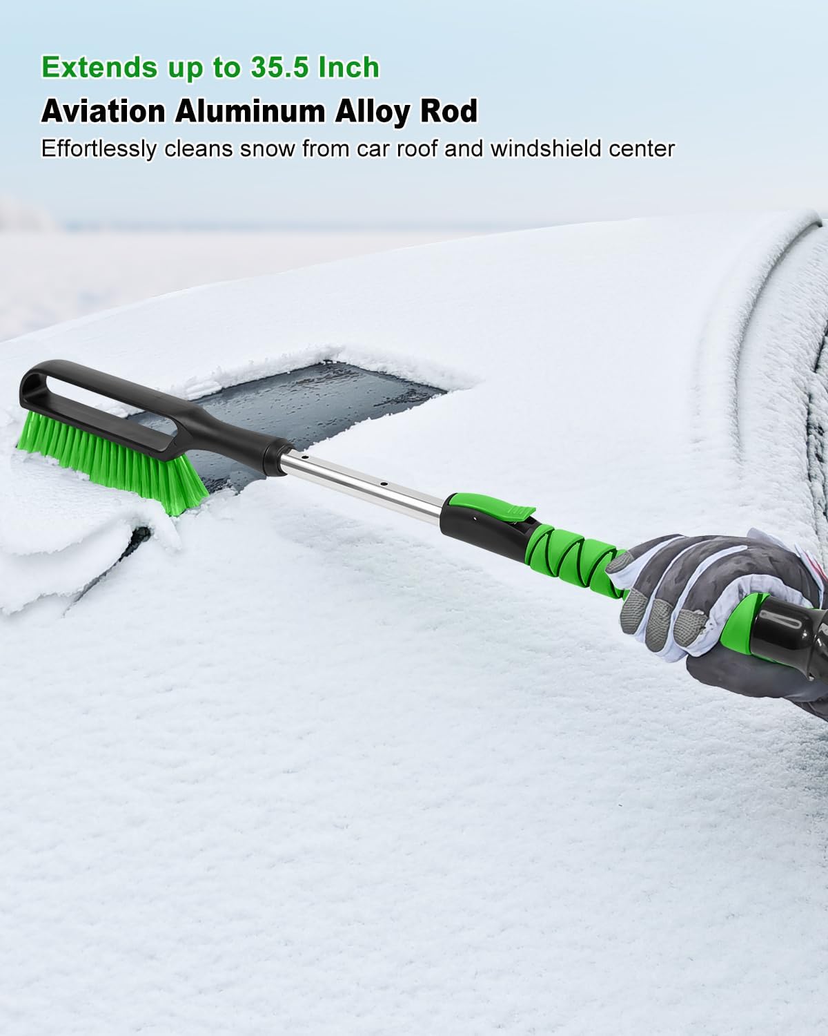 35.5 Inch Snow Brush for Car, Extendable Windshield Ice Scraper with Foam Grip, Snow Scraper Brush for SUV Truck Auto Jeep RV Vehicle Window