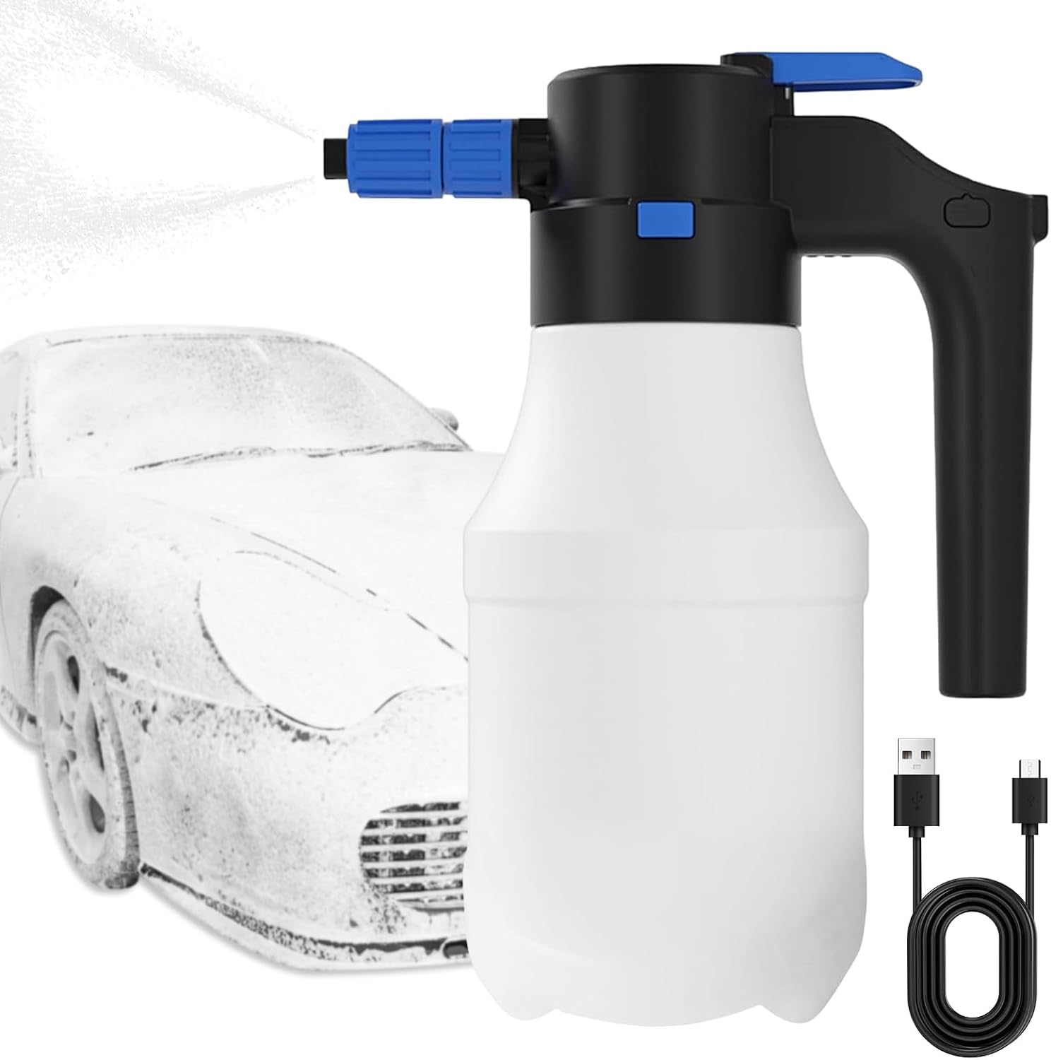 1.5L Electric Car Foam Sprayer, Cordless Pump Battery Powered Foam Sprayer for Car Wash with USB Rechargeable 4500mAh