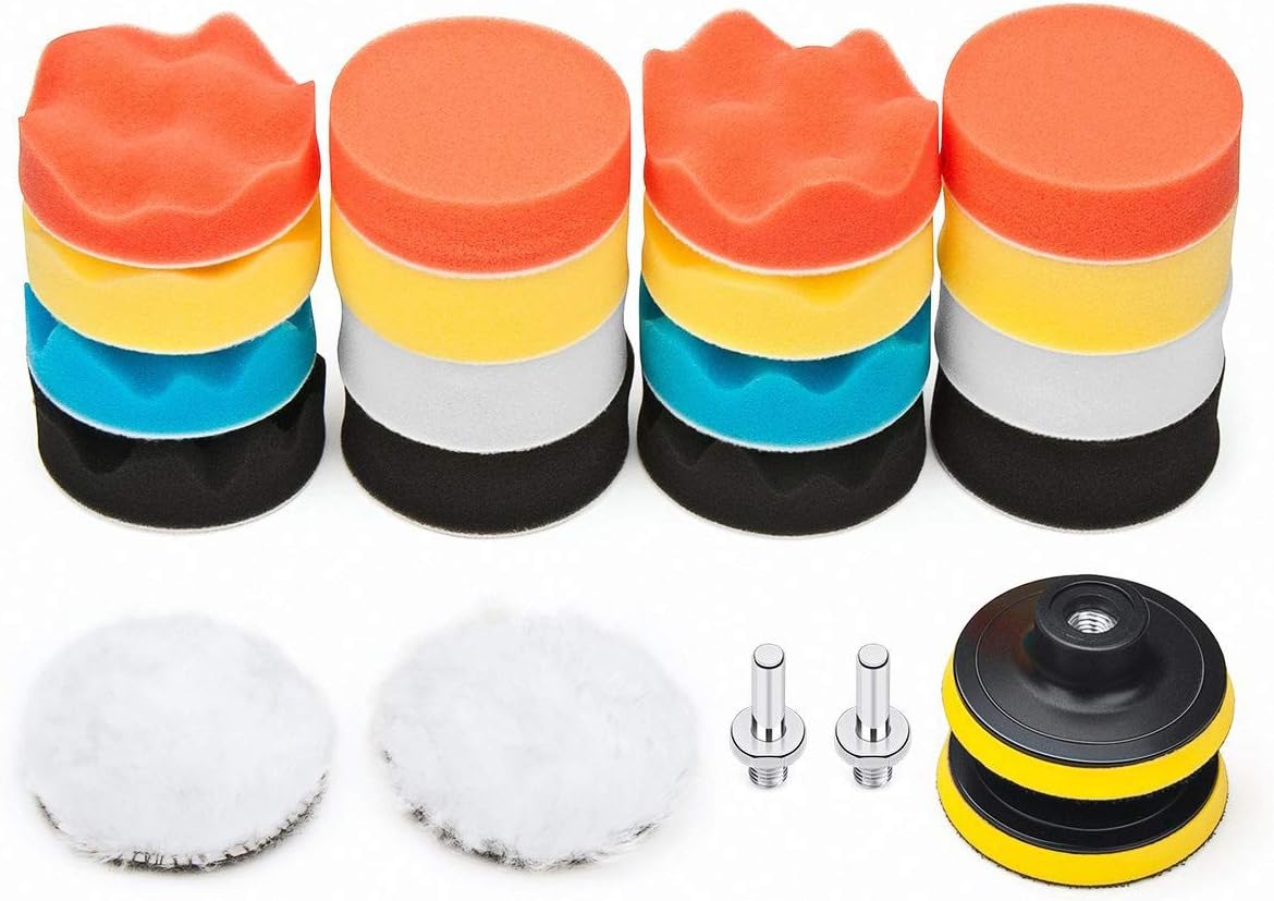 Car Foam Drill Polishing Pad Kit 22 PCS, 3 Inch Buffing Pads