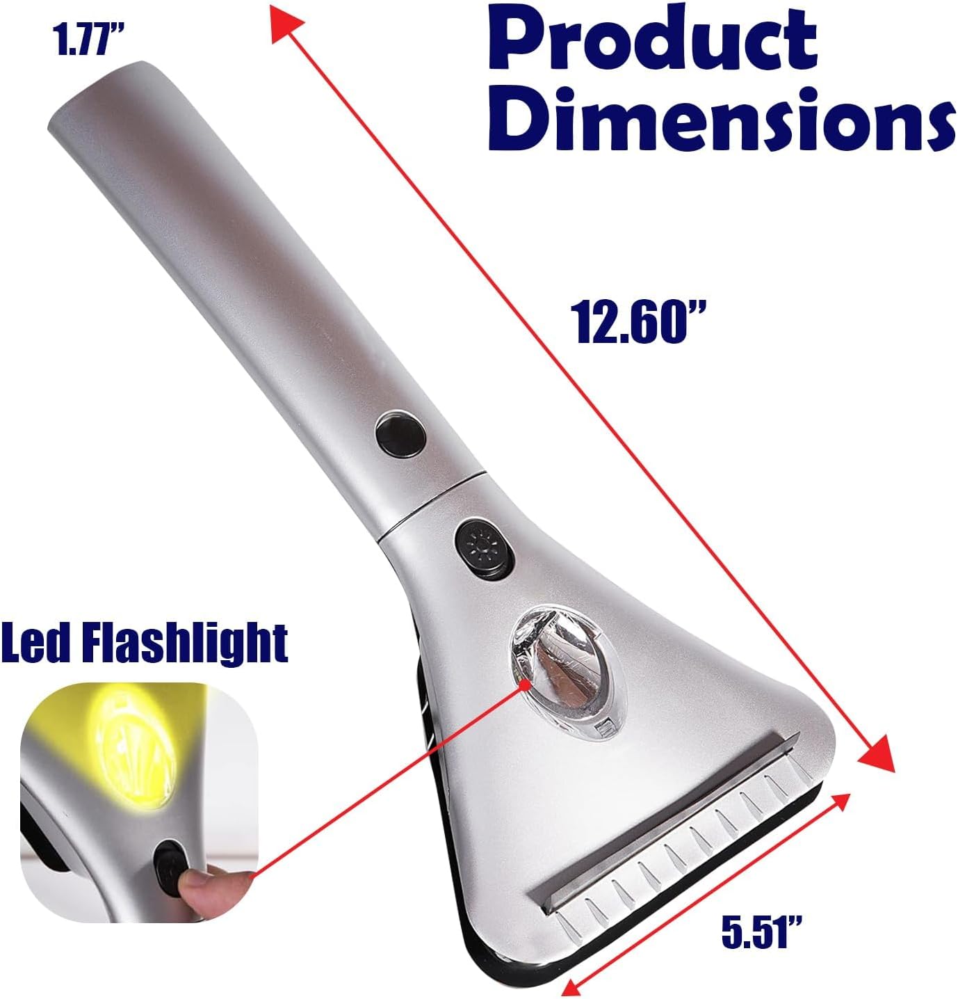 Heated Car Window Ice/Snow Scraper Extendable Auto Windshield Heated Scraper with LED Light,12V Electric Scraper Heating, Car Ice Scraper & Snow Removal Tool Christmas Gift Stocking Stuffer