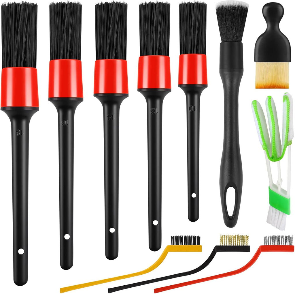 13PCS Car Detailing Brush Set, Boars Hair Car Detailing Brush Kit, Ultra No Soft Scratch Detailing Brush, Car Cleaning Brushes for Interior or Exterior - Professional Dusting Cleaning Supplies