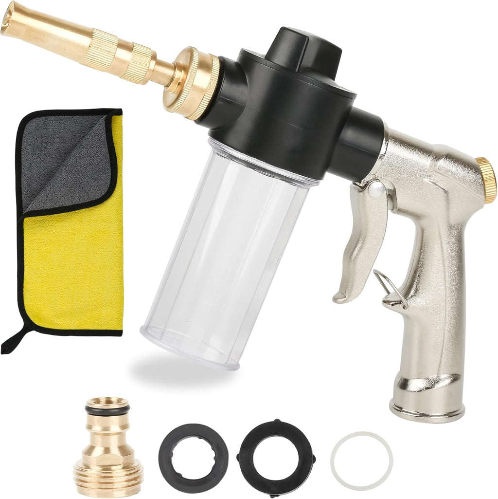 Car Wash Foam Gun Sprayer, Foam Cannon for Garden Hose, Adjustable Foam Ratio Water Spray Foam Cannon Garden Hose Sprayer with 3.5oz/100cc Soap Bottle, for Pet Showering, Gardening, Floor Cleaning