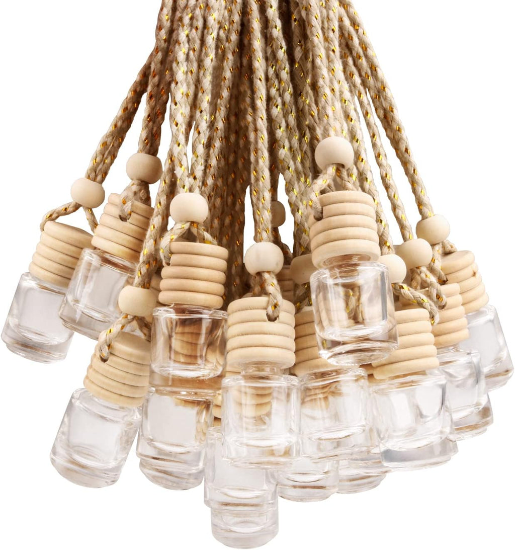 20 Pack 5ml Car Hanging Perfume Bottle Car Air Freshener Diffuser Bottle Aromatherapy Essential Oil Fragrance Diffuser Bottle Auto Ornaments Decor