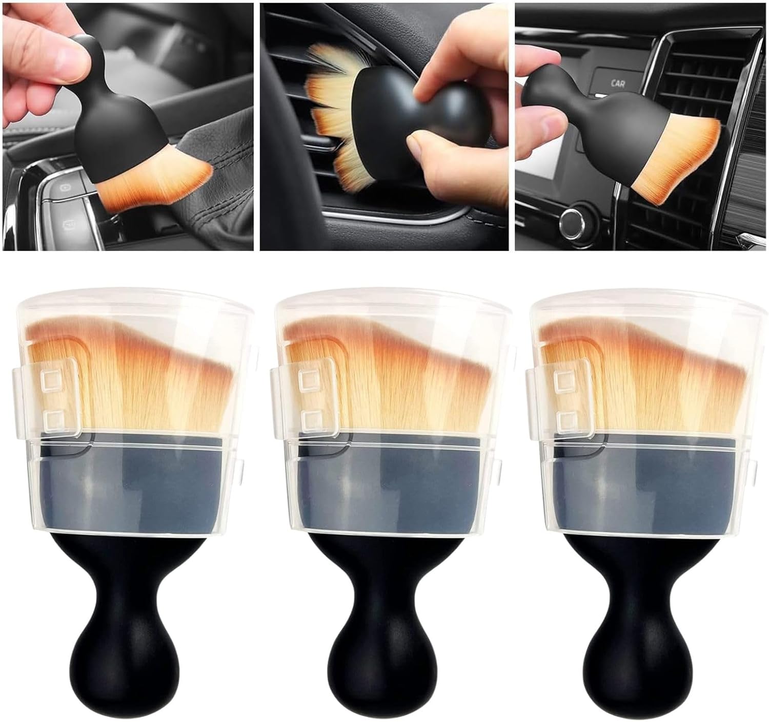 3PCS Car Interior Cleaning Tool, Car Cleaning Brush Interior Dust Collectors,Car Interior Cleaning Tool Brush, Dust Brush