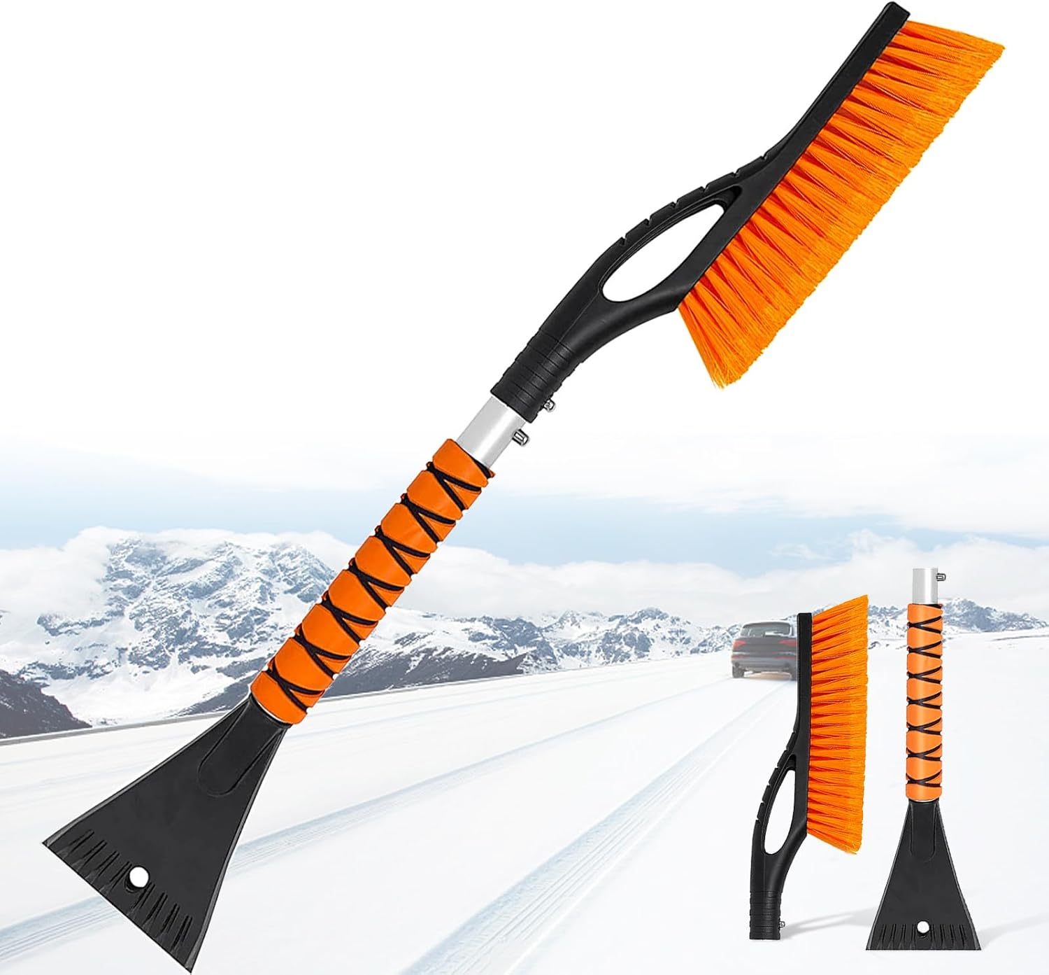 Snow Brush and Ice Scraper for Car Windshield - 27 Inch Detachable Snow Removal Tool with Ergonomic Foam Grip for Cars SUVs and Trucks Winter Car Accessories