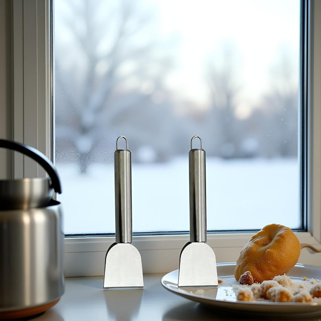 Stainless Steel Kitchen Ice Scraper, 2 Pack Multipurpose Freezer Defrosting Shovel, Portable Cleaning Spatula for Kitchen, Ice Removal