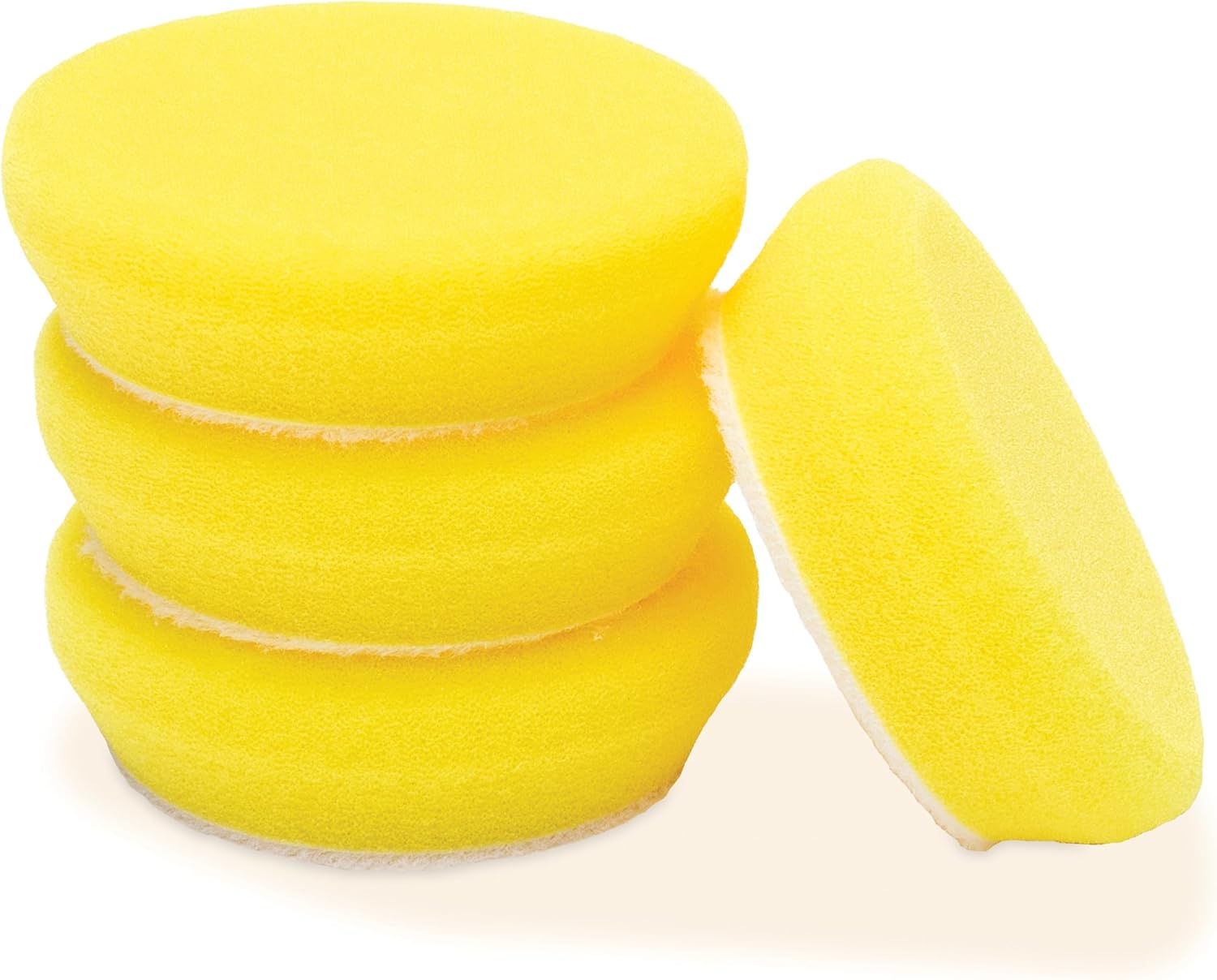 2” Perfecting Foam Pads for Car Polishing and Detailing, Buffing Pads for Paint Correction, Polishing, and Waxing, Yellow, Set of 4