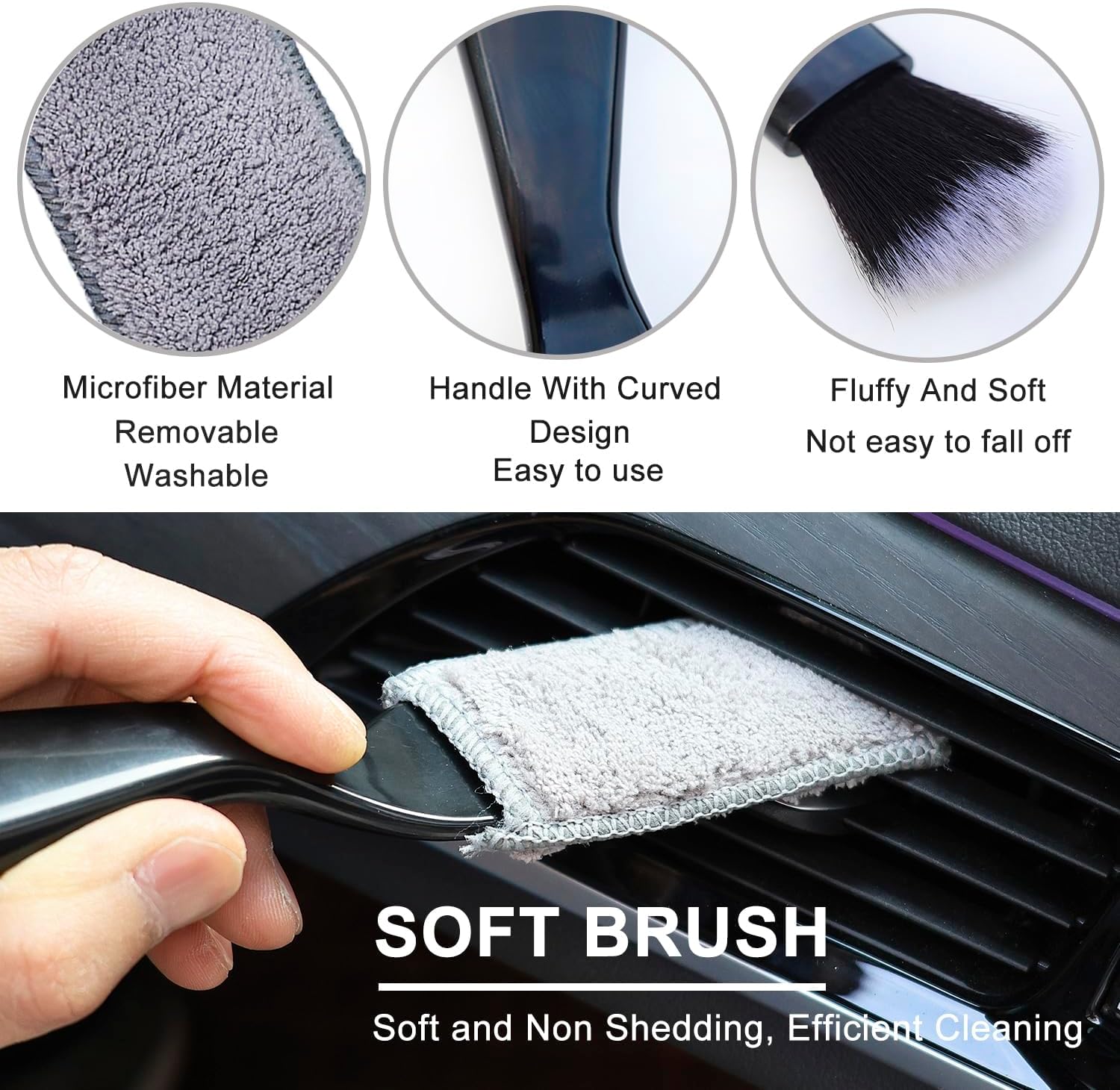 4PCS Car Interior Cleaning Brushes Car Interior Detailing Brush Car Detail Soft Brush Kit Interior Detailing Kit Tools Duster Brush for Auto Truck SUV Interior Cleaning Equipment