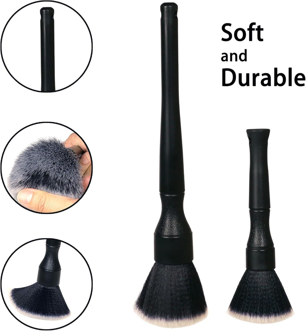 Ultra-Soft Car Detailing Brush Set, Scratch-Free Cleaning Brushes for Interior and Exterior, Air Vents, Dashboard, Wheels, Engine Bay, and Leather Surfaces