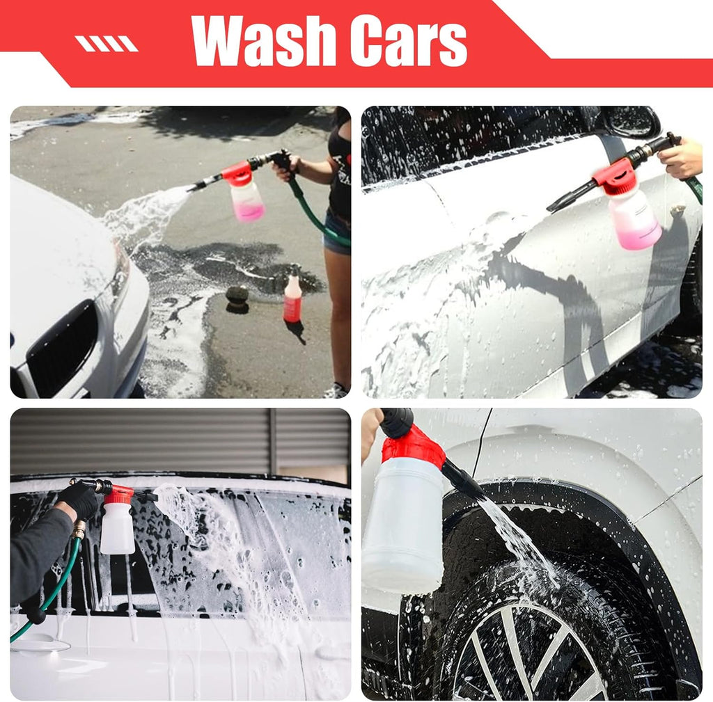 Car Wash Foam Gun, Car Wash Sprayer with Adjustable Foam Dial Foam Nozzle, Foam Cannon Attachs to Any Garden Hose, Durable 5/8" and 3/4" Brass Joint Soap Gun for Home Garden Use