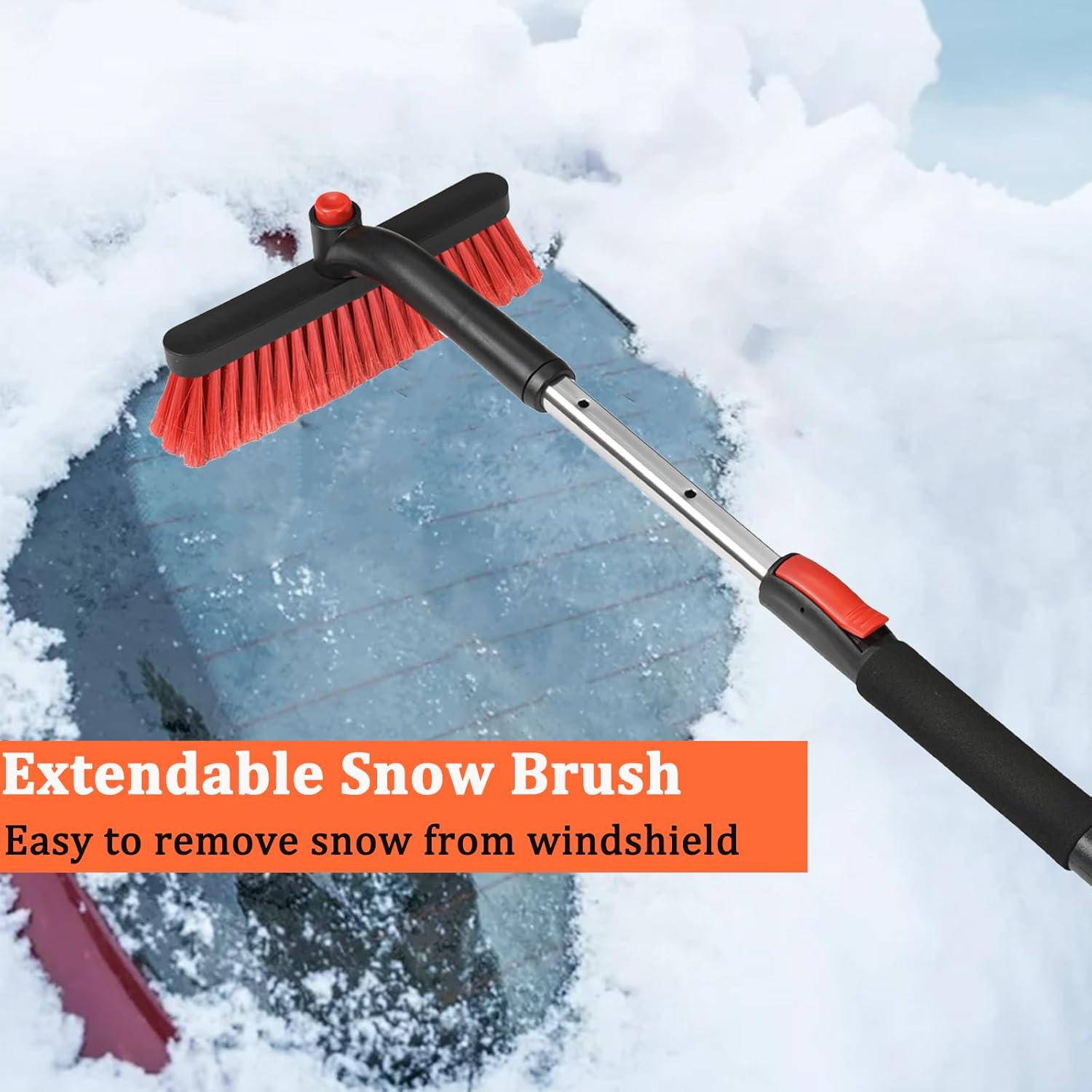 Snow Brush with Ice Scraper for Car Windshield Extendable 35 inch Vertical Car Snow Remover Windshield Snow Scrapers Removal Shovel for Car SUV Truck Windows