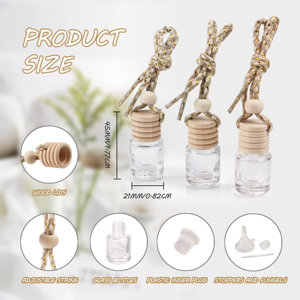 20 Pack 5ml Car Hanging Perfume Bottle Car Air Freshener Diffuser Bottle Aromatherapy Essential Oil Fragrance Diffuser Bottle Auto Ornaments Decor