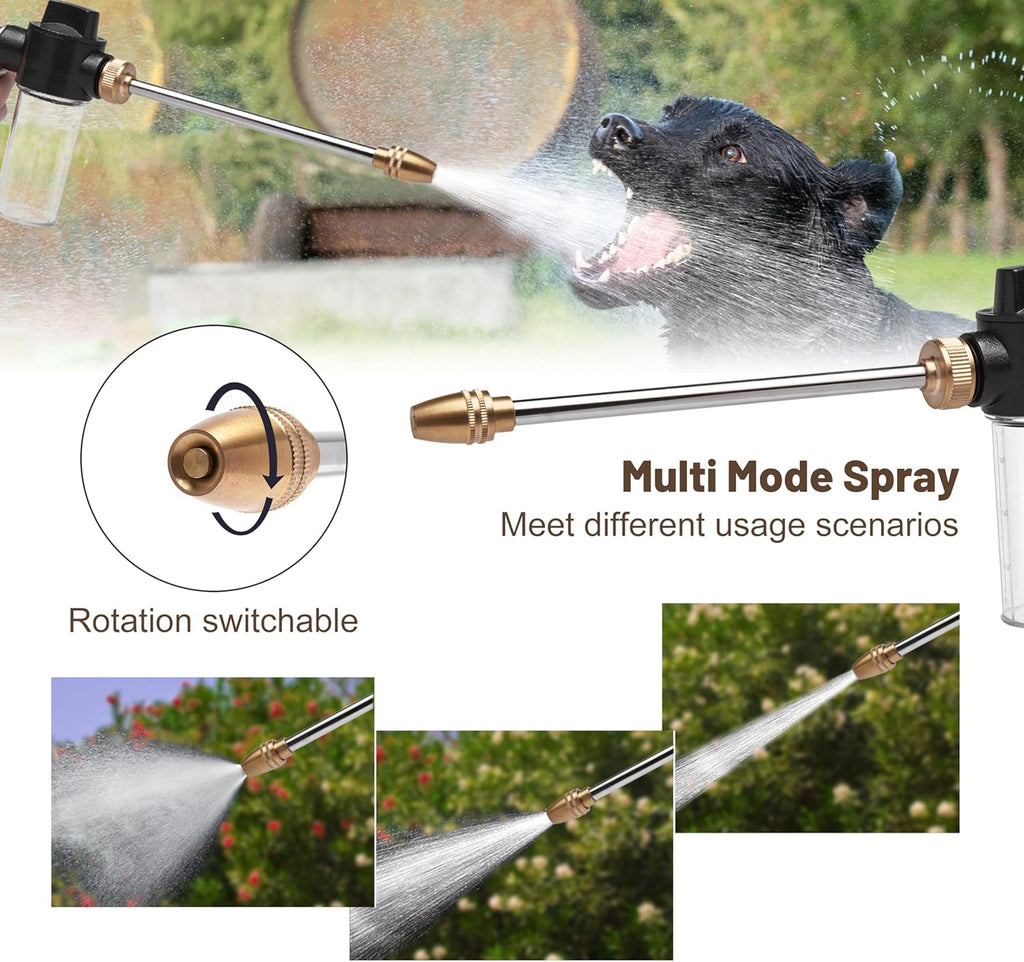 High Pressure Foam Gun Car Wash Sprayer + Washing Towel, Heavy Duty Metal Garden Hose Nozzle with 100cc/3.5oz Plastic Soap Dispenser Bottle, For Gardening, Watering Plants, Floor Cleaning