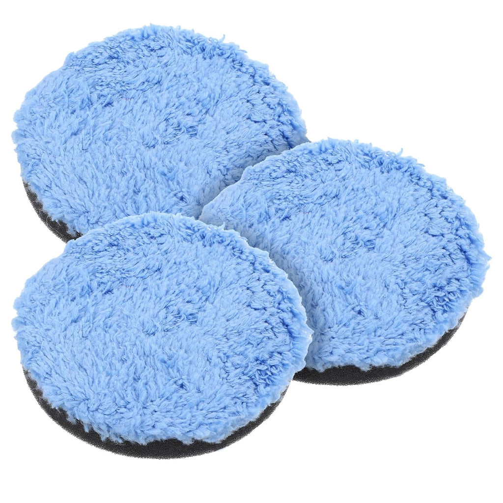 3 Pcs Polishing Pads, Buffing Pads, Microfiber Polishing pad for Car Compounding,3 Polished Pad for Scratch Removal, Waxing and Buffing (3.15 Inch/ 80 MM, Blue)