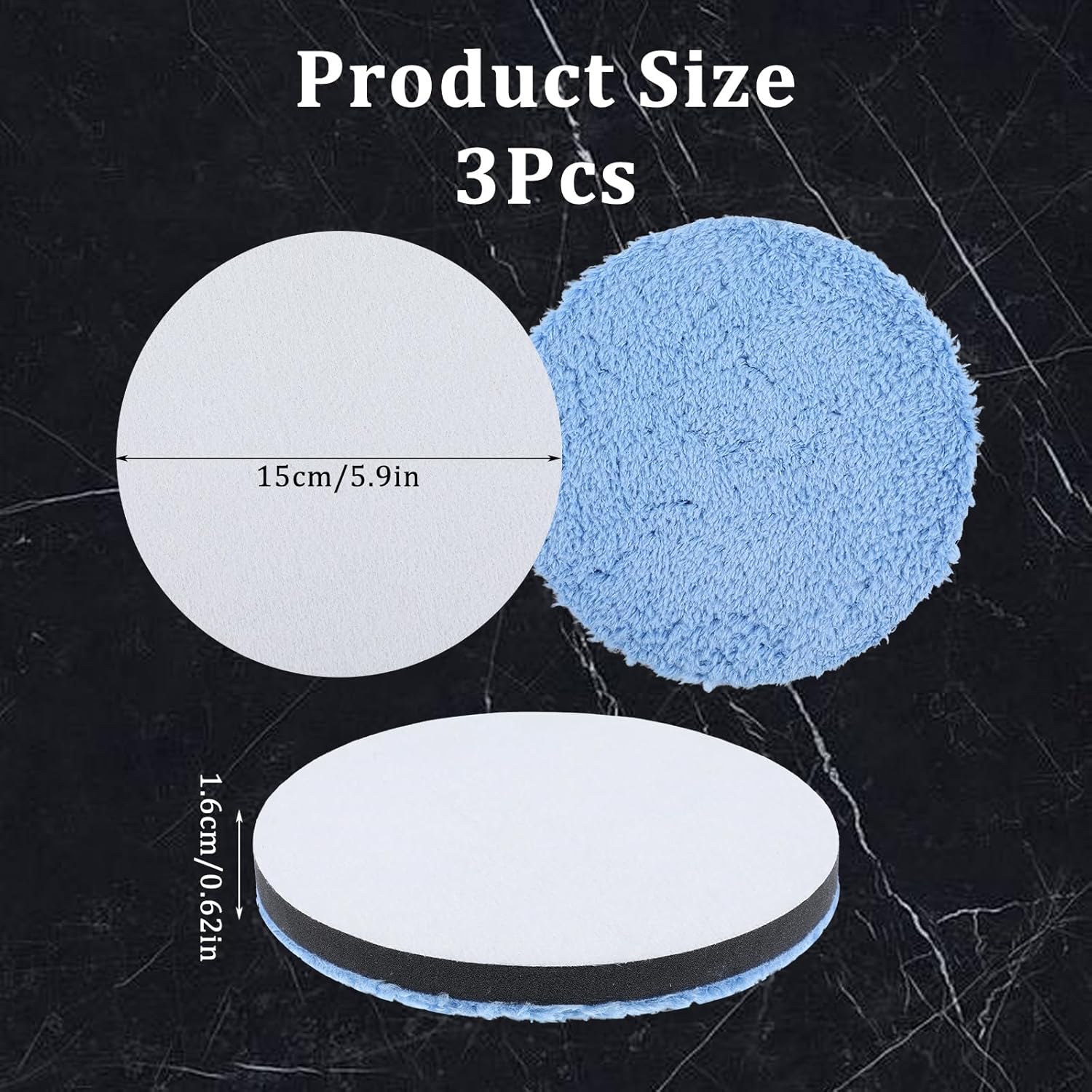 3 Pcs Microfiber Polishing Pad, 5.9 Inch 150mm Polishing Pads, Buffing Pad for Car Compounding,3 Polished Pads for Scratch Removal, Waxing and Buffing (Blue)
